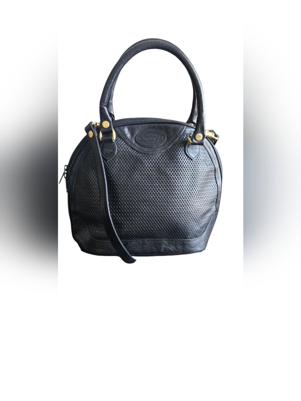 Oroton Vintage Black Cowhide Woven Crossbody Bag - Picture 11 of 14